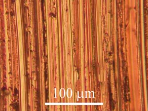 Micrograph of copper specimen ground with 180 grit paper